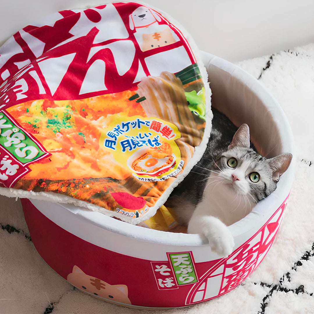 Gemütliches Japanisches Nudelbett für Katzen