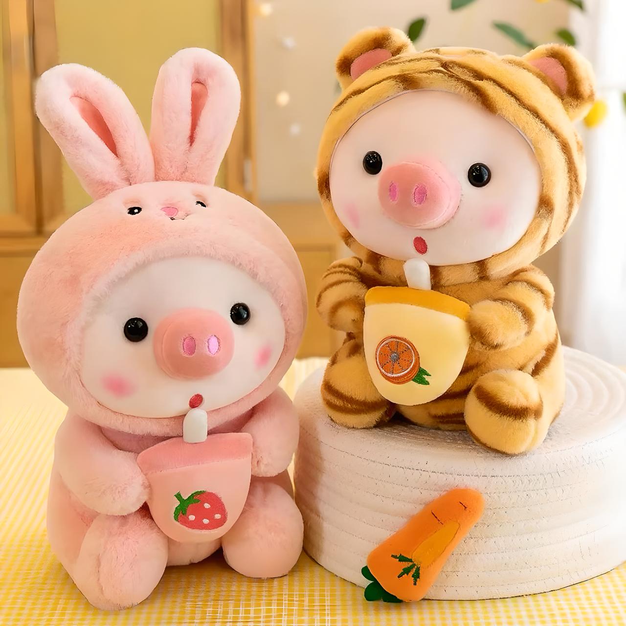Peluche Cochon Bubble Tea Kawaii
