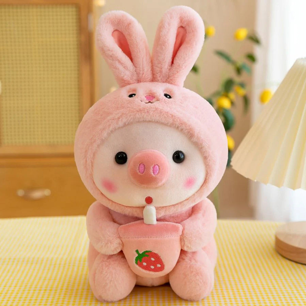 Peluche Cochon Bubble Tea Kawaii