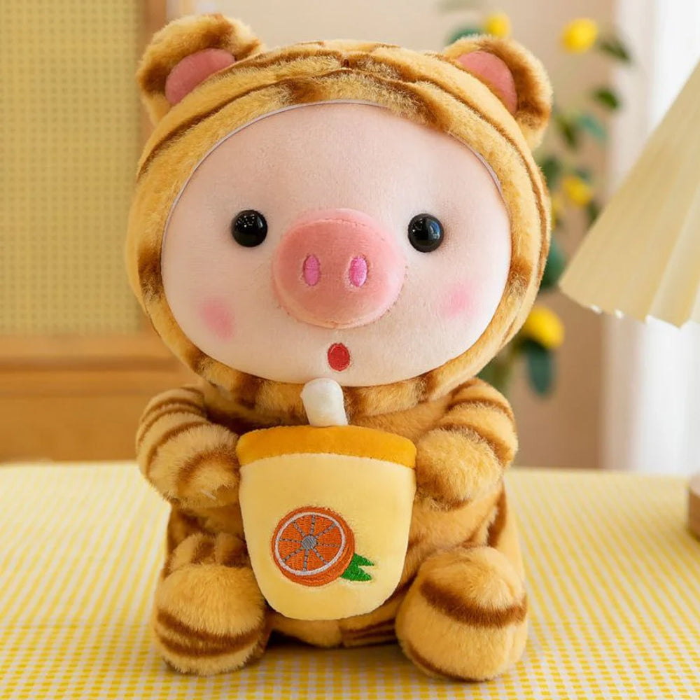Peluche Cochon Bubble Tea Kawaii