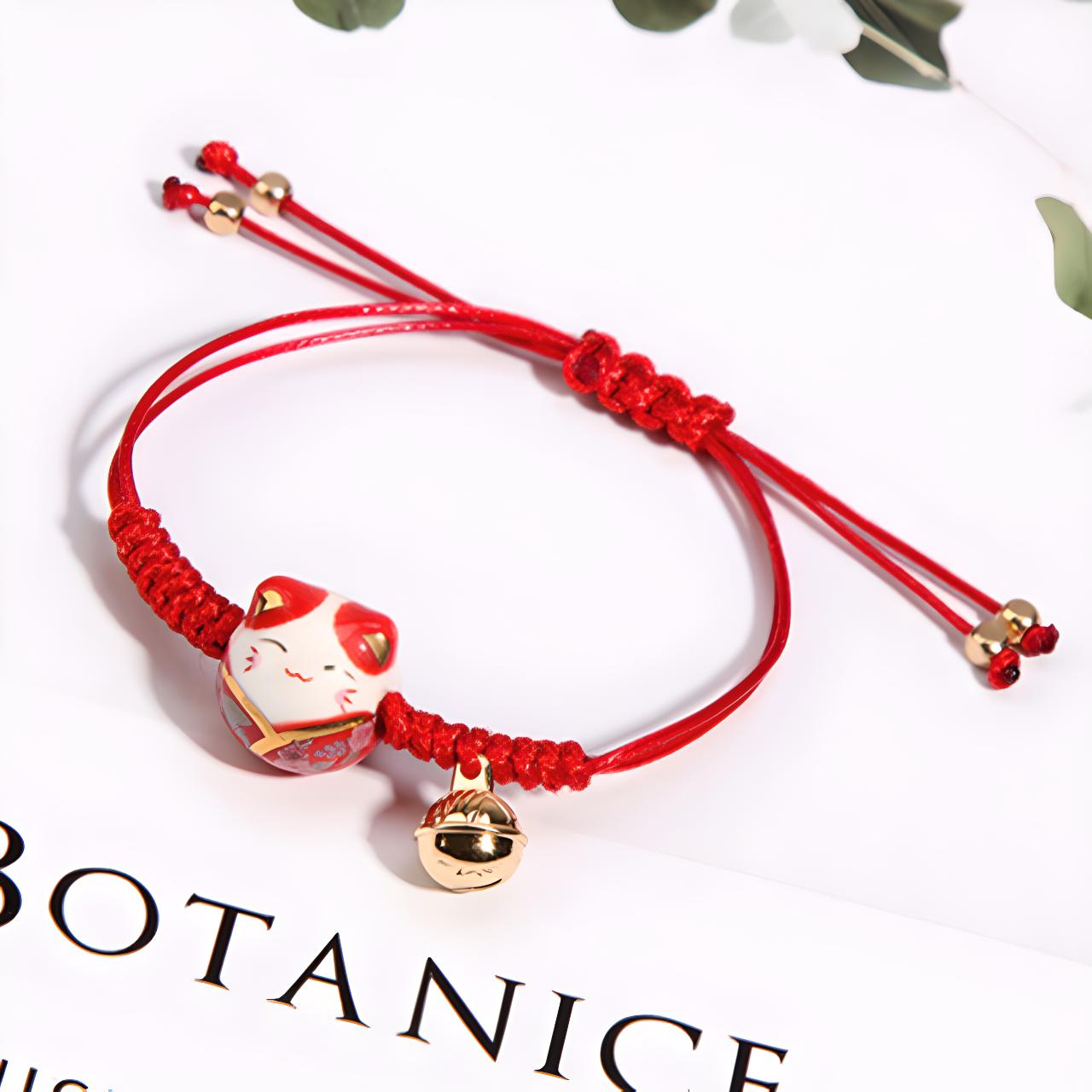 Braccialetti Portafortuna Maneki Neko - 6 Pezzi Con Ciondoli Gatto - Foto 2