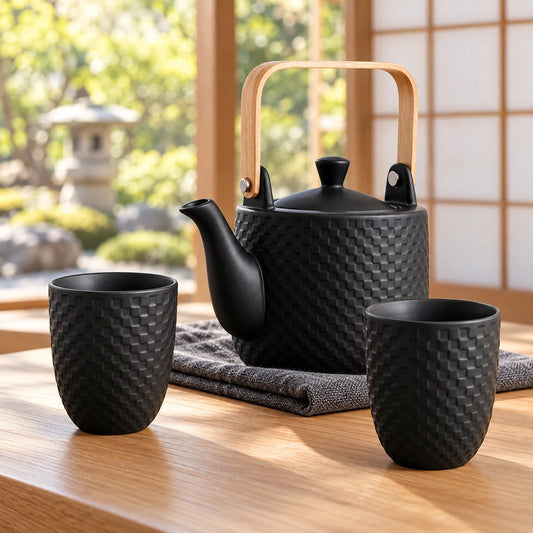 Service à Thé Japonais Ichimatsu – Théière et 2 Tasses