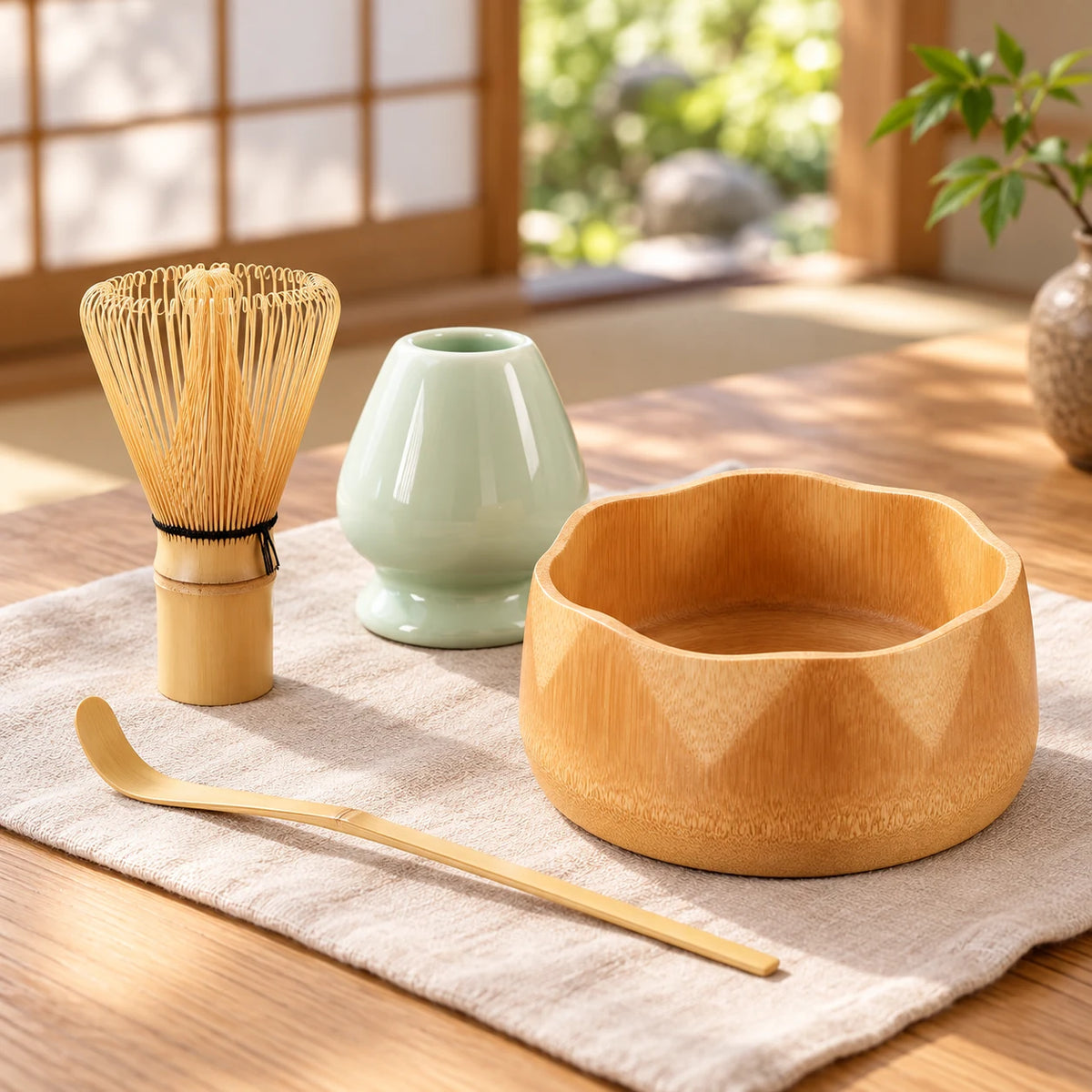 Japanisches Matcha-Set Wakaba – 4 Teile aus Bambus