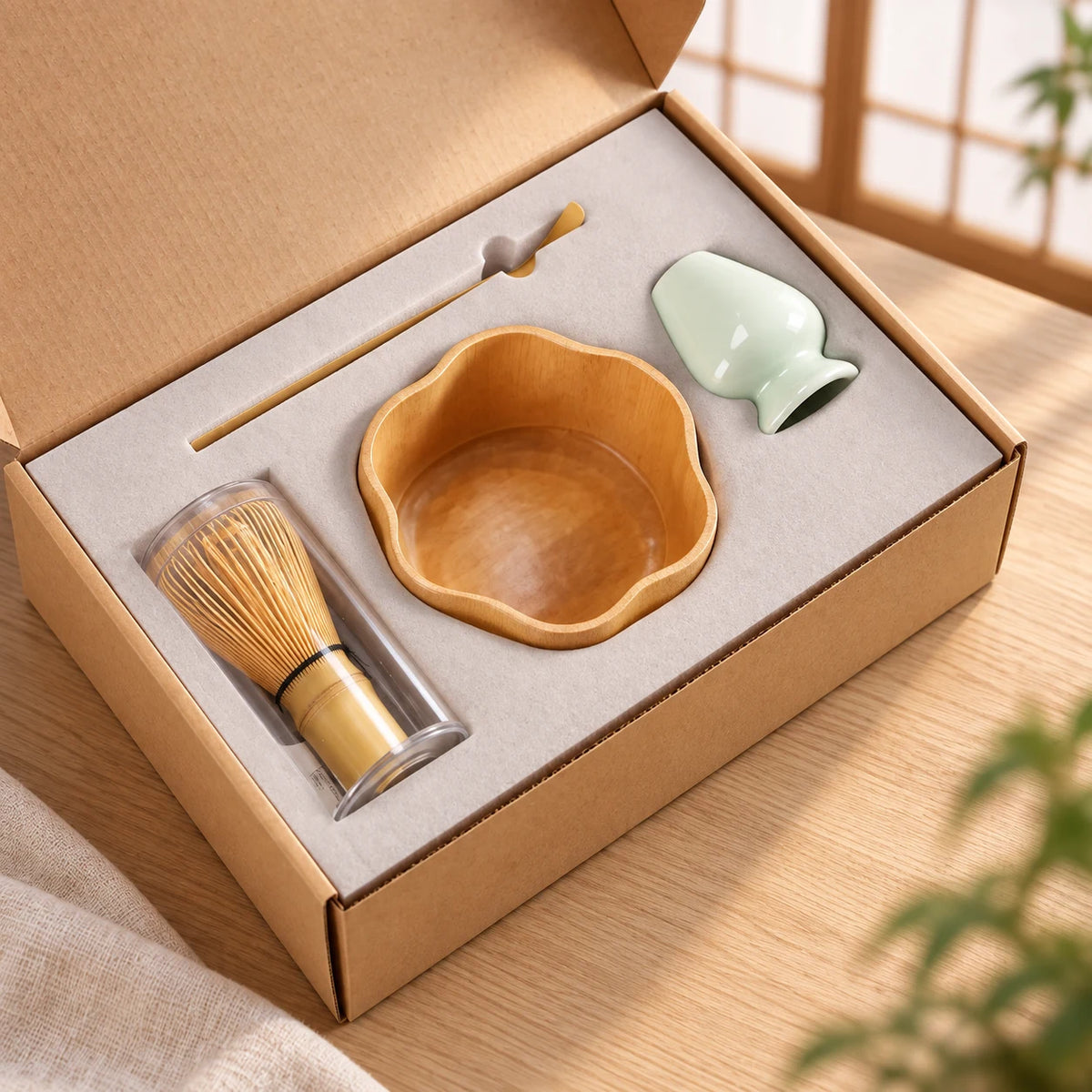 Japanisches Matcha-Set Wakaba – 4 Teile aus Bambus